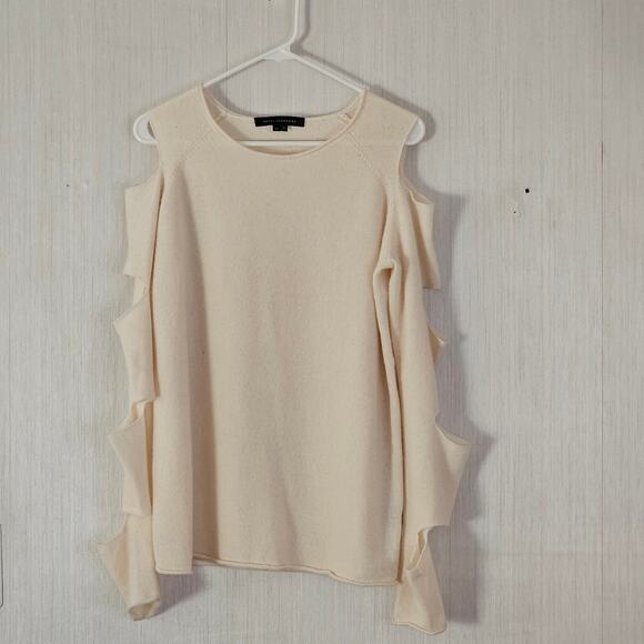 Skull Cashmere Slash Sleeve Sweater Cream Sz M FLAWS - Picture 15 of 16